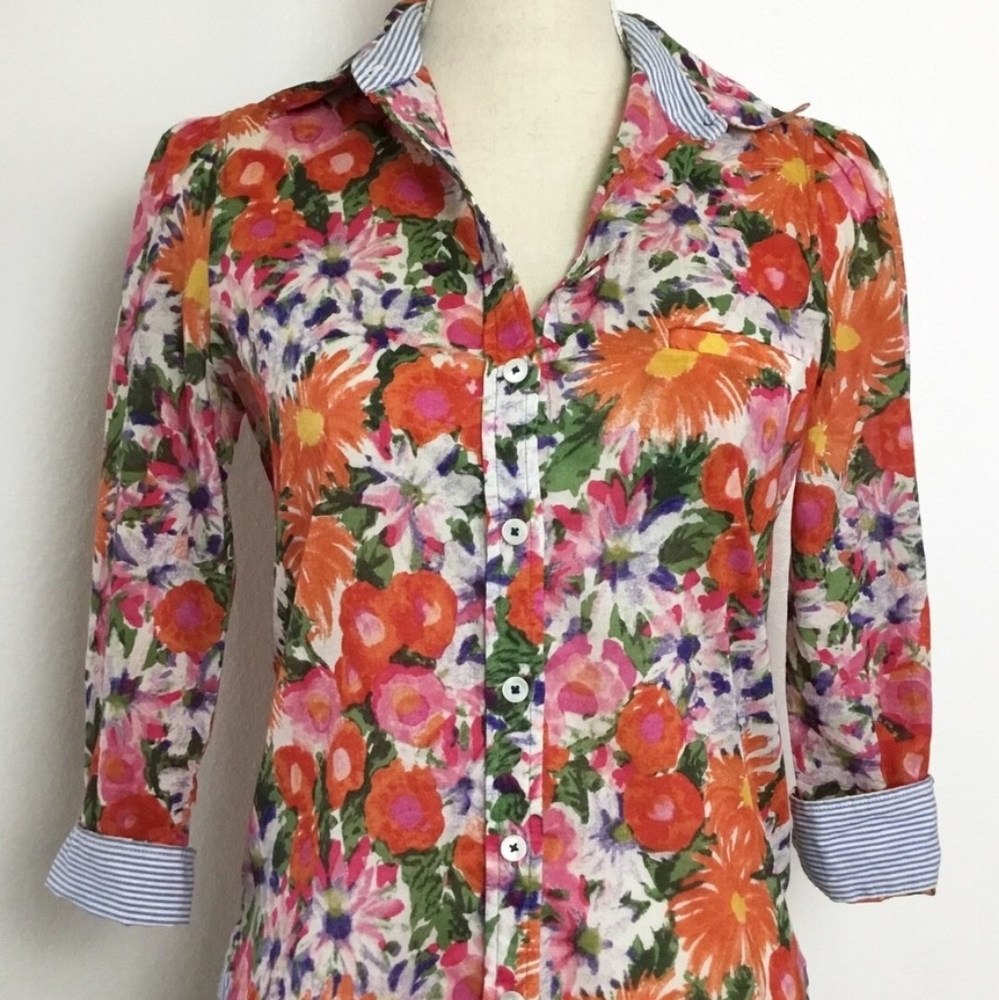 Anthropologie - HD in Paris Multicolor Floral Button-Down Shirt